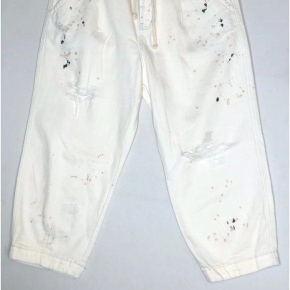 NEW Free People Mix It Up Utility Jeans Paint Z182-7 - Picture 3 of 5